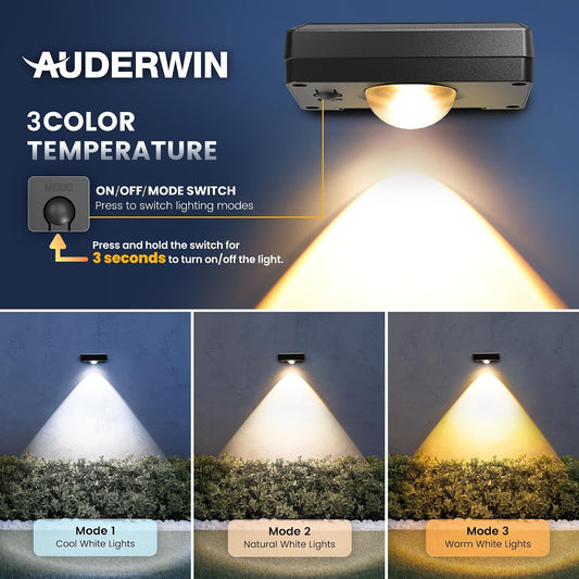 Solar Fence Lights Outdoor Waterproof, Fence Lights Solar Powered
