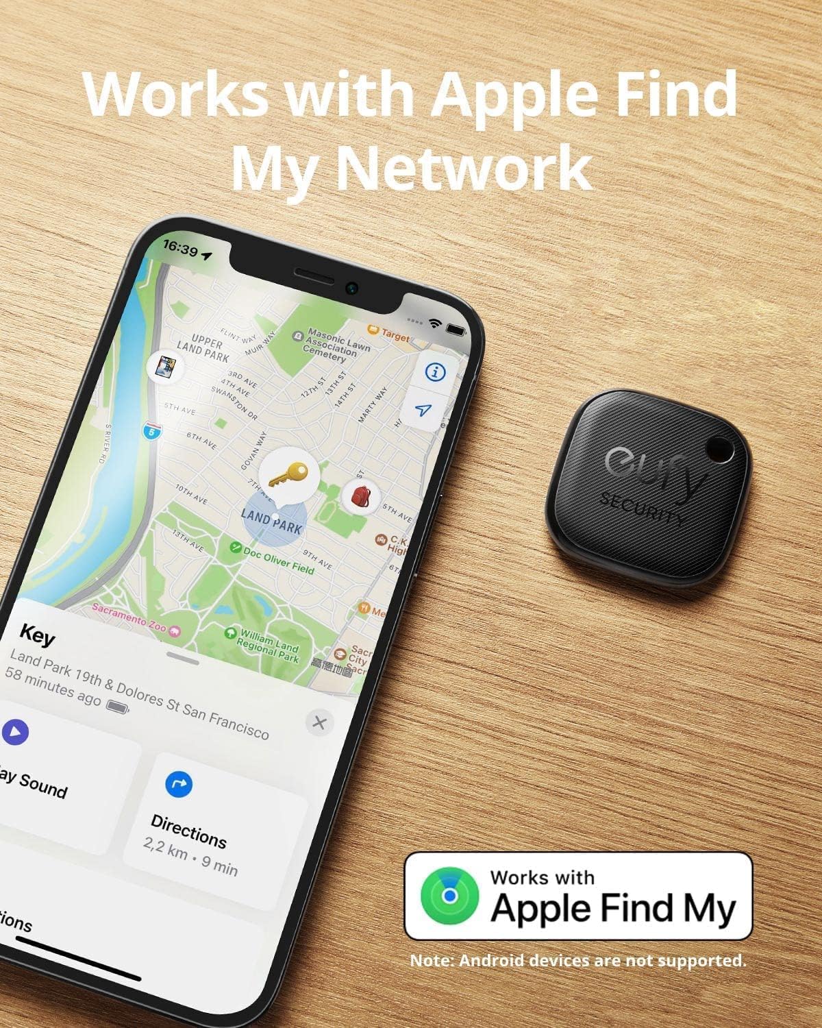 eufy Security by Anker SmartTrack Link (Black), Android not Supported, Works with Apple Find My (iOS only), Key Finder, Bluetooth Tracker for Earbuds and Luggage, Phone Finder, Water Resistant