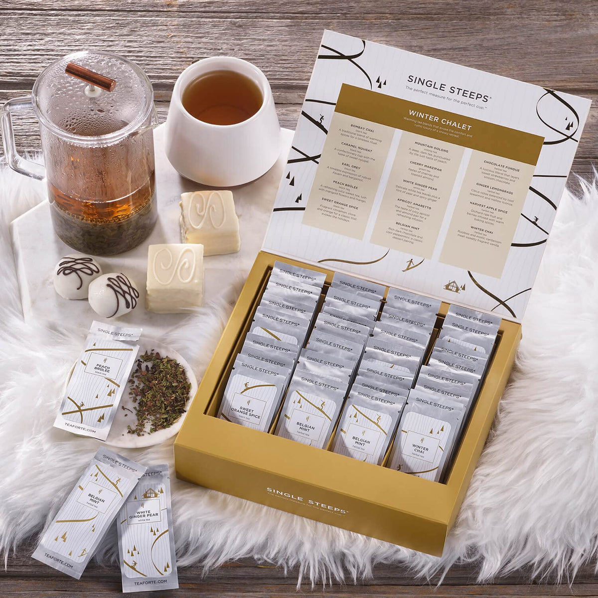 Tea Forte Single Steeps Tea Sampler, World of Teas, 15 Pouches