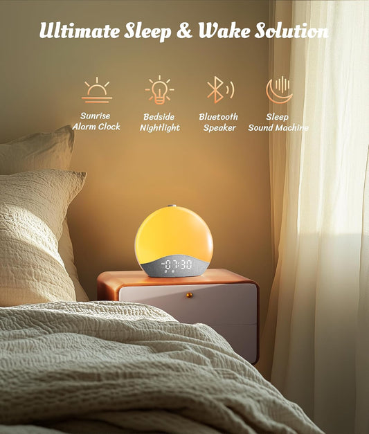 ecozy Sunrise Alarm Clock, White Noise Sound Machine, 26 Soothing Sounds