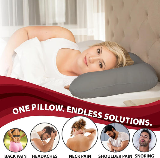 Core Products D-Core Cervical Neck Pillow - Extra Firm Orthopedic Support for Neck Discomfort, Back Sleepers, Dual Neck Rolls, Cervical Alignment, Midsize, Assembled in USA