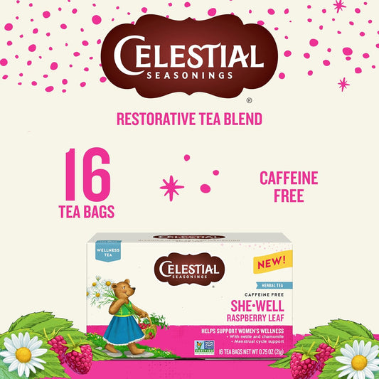 Celestial Seasonings Everyday Wellness Tea Variety Pack, Caffeine Free, 16 Tea Bags Box