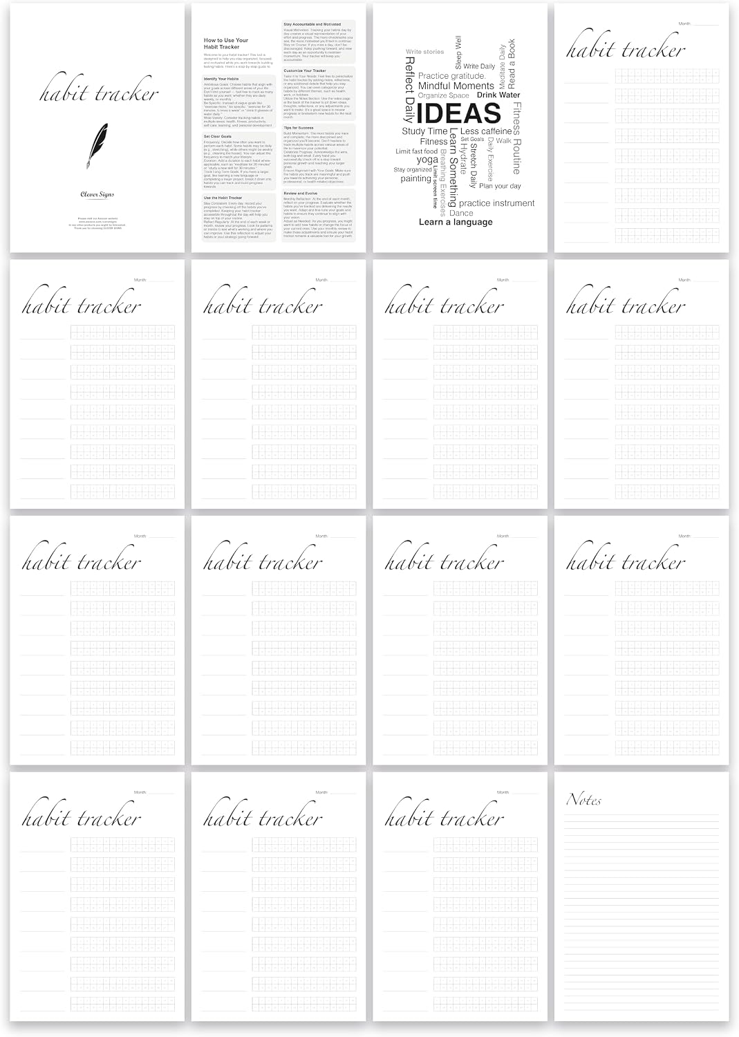 Habit Tracker Calendar (Undated 12 Month) with Silver Spiral Bound and Hanger, 7"x10" Habit Planner, Daily Weekly and Monthly Habit Tracker Journal, Habit Calendar, Colorful Layout.