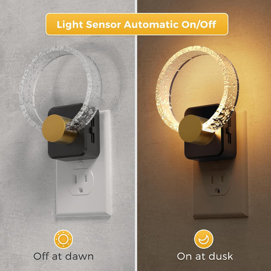 L LOHAS LED Night Lights Plug into wall, Amber Night Light with Adjustable Brightness, Plug in NightLight with Auto Light Sensor, Wall Sconce-Style Design Night Light for Bathroom,Hallway, 2 Pack