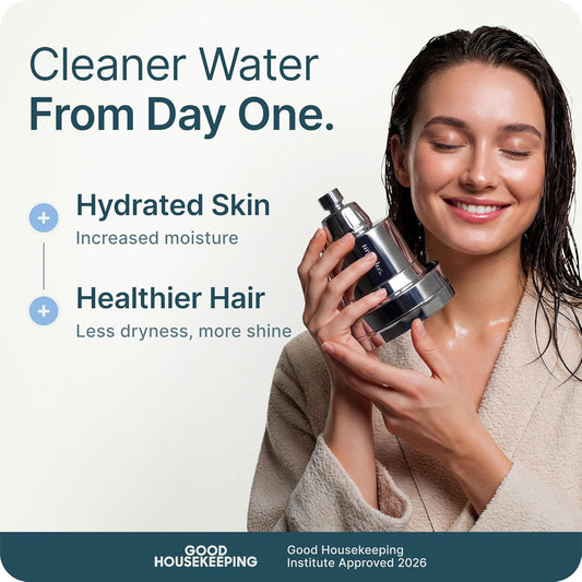 MyHalos® Filtered Shower Head, Shower Head Filter for Hard Water (Chrome)