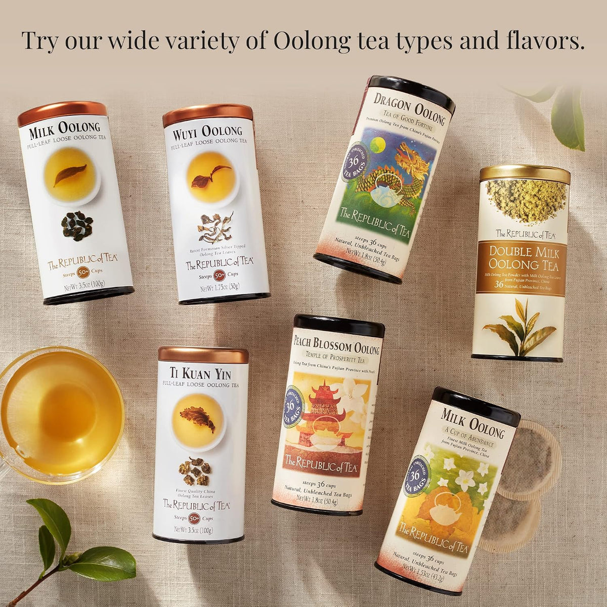 The Republic of Tea Peach Blossom Oolong Tea, Naturally Caffeinated, 36 Ct