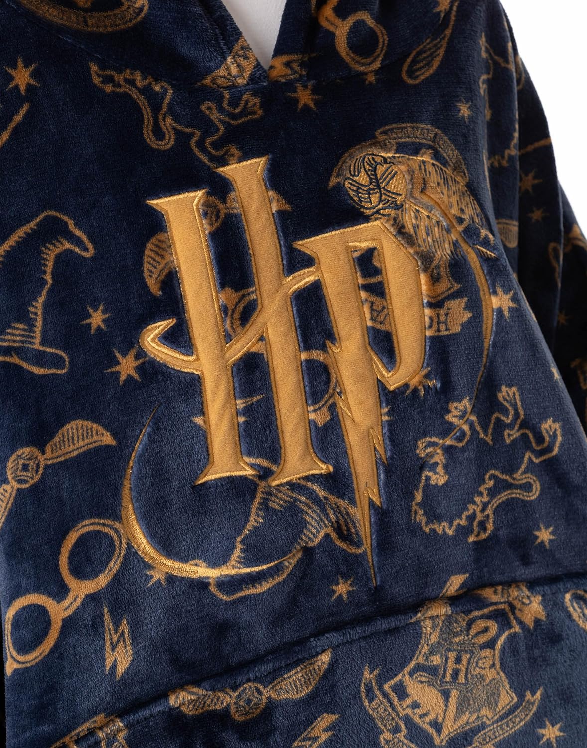 Harry Potter Womens Wearable Blanket Hoodie | Adults Fluffy Fleece Hooded Pullover Hogwarts Graphic | Wizard Lined Loungewear with Big Pocket