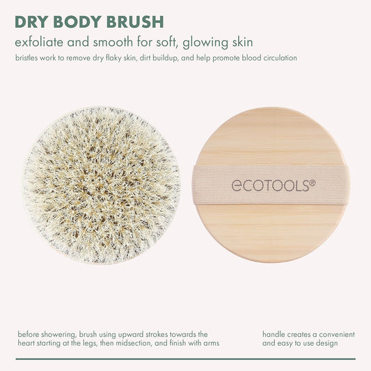 EcoTools Dry Body Brush, for Post Shower & Bath Skincare Routine, Removes Dirt and Promotes Blood Circulation, 1 Count