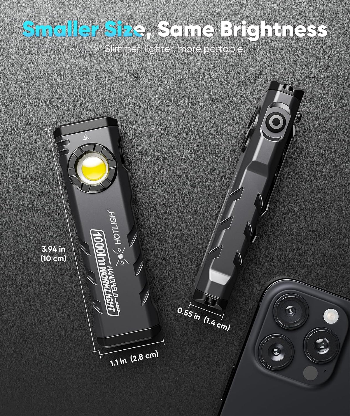 HOTLIGH ZF8329 Rechargeable EDC Flashlight, 1000Lumens LED Flashlight Rechargeable with Turbo Mode, Small Flashlight with Magnetic Base & Clip, Pocket Flashlight for Home, Camping and Emergencies