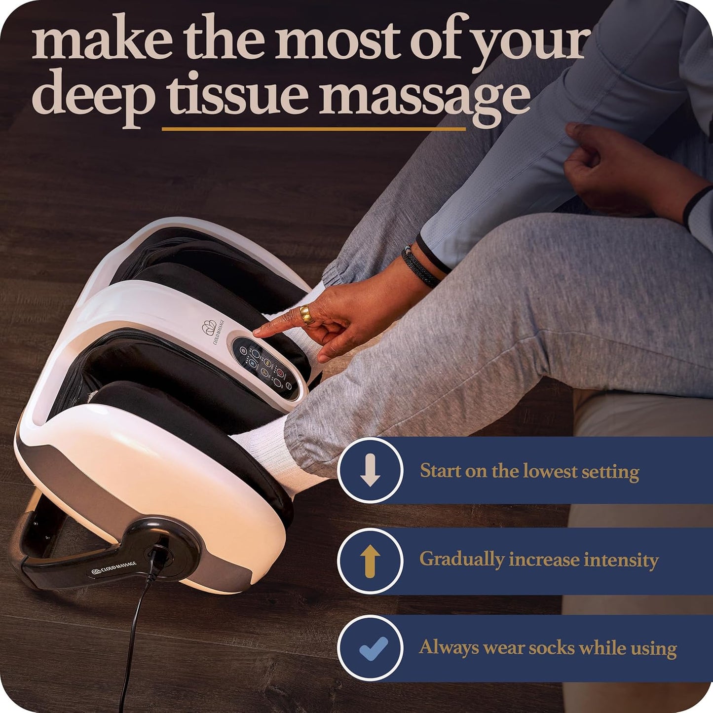 Cloud Massage Shiatsu Foot Massager with Heat - Deep Kneading & Compression, Adjustable Intensity, Multi-Mode Leg and Foot Massager with Remote Control, Anti-Slip Base - Standard Size, Black