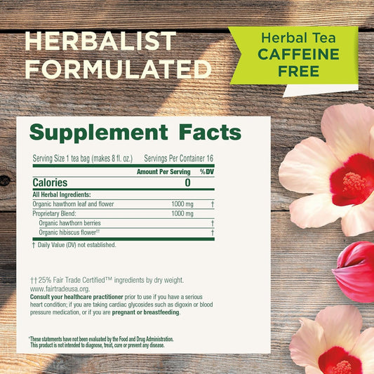 Traditional Medicinals Organic, Hibiscus Tea - Supports Normal Heart Health & Cardiovascular Wellness - Kosher, Non-GMO, Caffeine-Free, Compostable - 16 Tea Bags