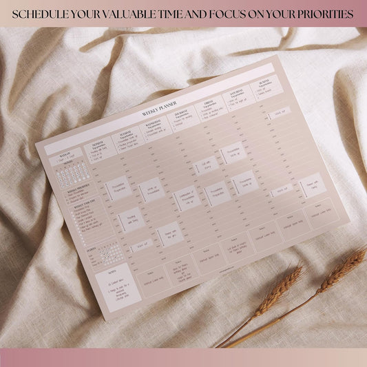 Weekly Hourly Planner Notepad, Daily Planner Desk Pad, Weekly Schedule, To Do List Note Pad, ADHD Planner | 50 Undated Tear Away Sheets | A4 (Rainbow)