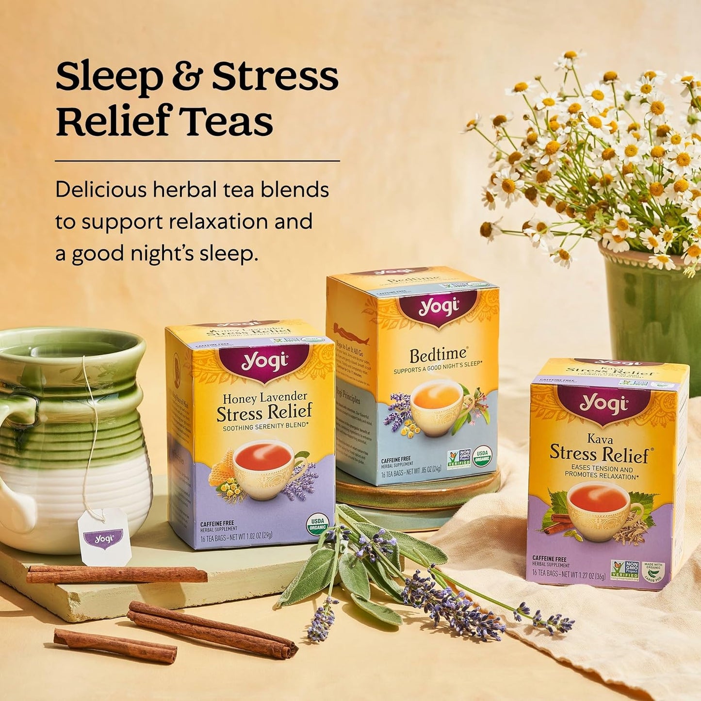 Yogi Stress Relief and Relaxation Variety Sampler, 16 Tea Bags (5 Pack)