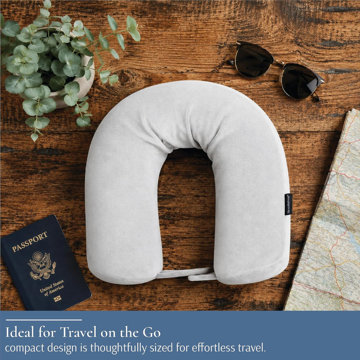 Brookstone Free Form Travel Pillow Lightweight Flexible Memory Foam Pillow