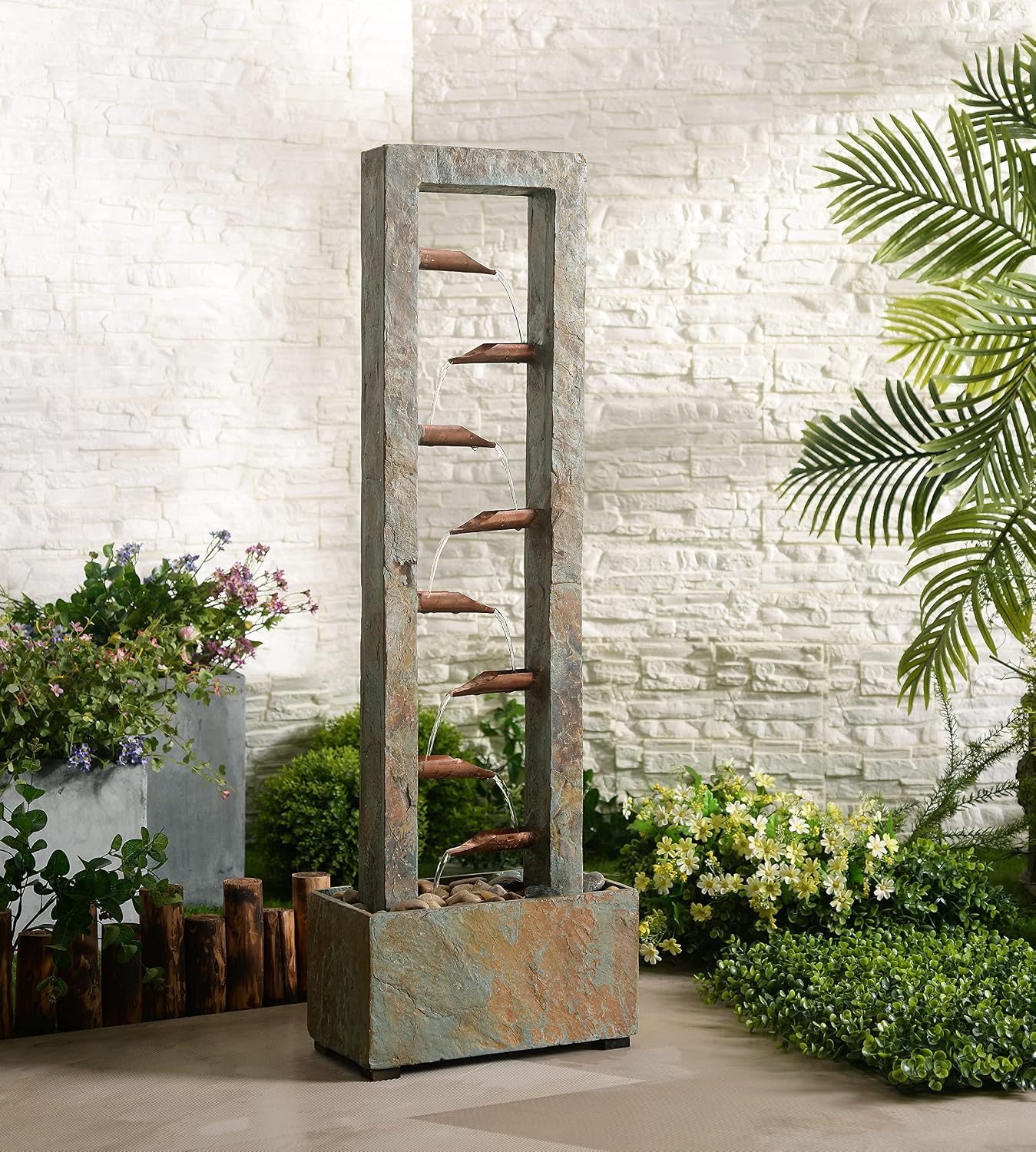Kenroy Home Spillway Rustic Indoor Table Fountain, Slate and Copper, 19 Inch Height, 10 Inch Width, 6 Inch Depth