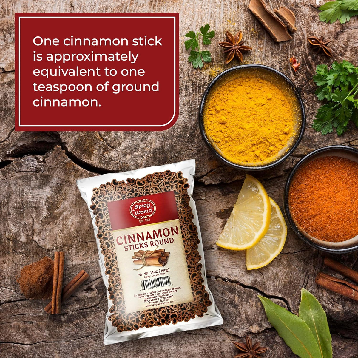 Spicy World Cinnamon Sticks 14 Oz Bag ~100 Sticks - Strong Aroma, Perfect for Baking, Cooking & Beverages - 3+ Inches Length - Cassia Saigon Cinnamon from Vietnam