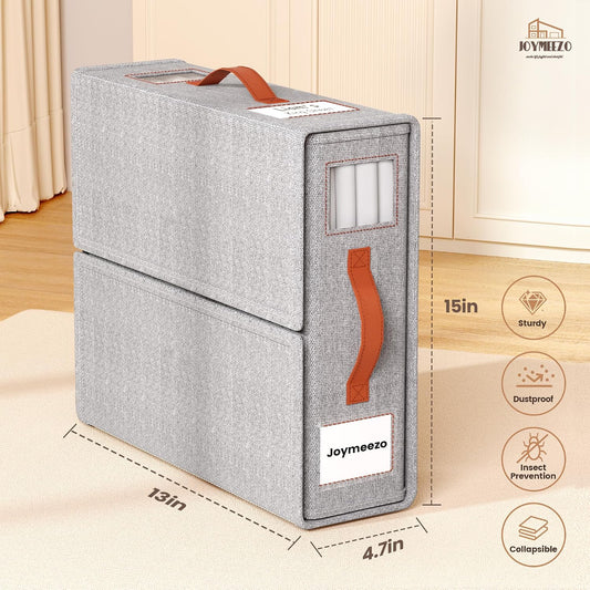 Bed Sheet Organizers, Foldable Linen Closet Storage, 4 Pack, Grey