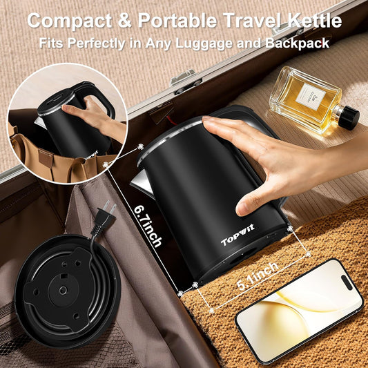 TOPWIT 0.8L Small Electric Kettle, Portable Travel Kettle, Stainless Steel