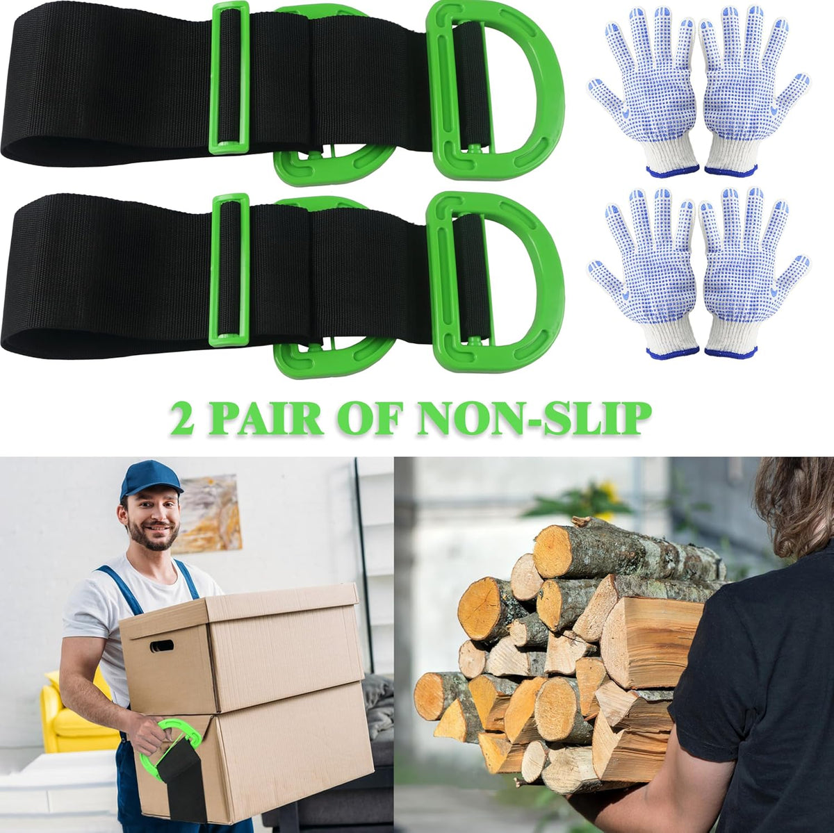 Moving Straps,2-Person Lifting & Moving System,Furniture Lifting Straps with Chest Buckle for Furniture,Mattresses,Appliances,Heavy Objects up to 1000lbs