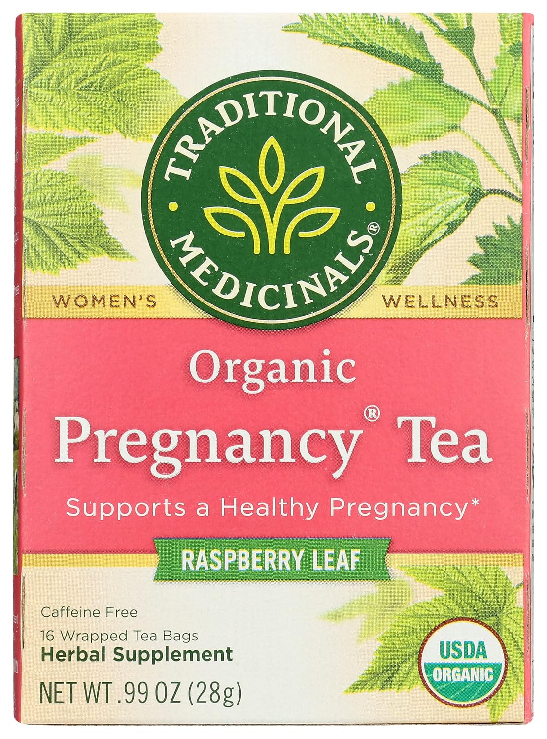 Traditional Medicinals Pregnancy Raspberry Leaf Herbal Supplement Tea, Supports a Healthy Pregnancy, 16 Counts (Pack of 6)
