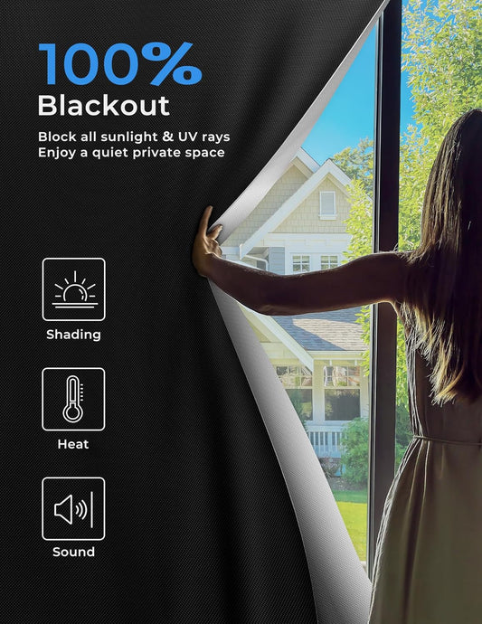 Sumobaby Blackout Curtains 63"x70" Portable No Drill Black Out Window Cover - Colors B