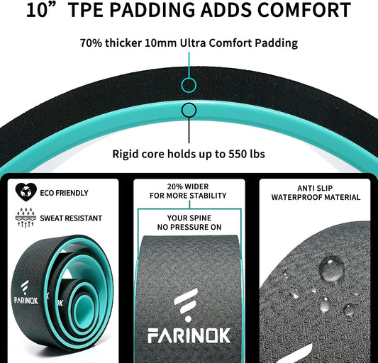 Yoga Wheel Set of 3+1, Upgraded 10MM Thick Back Wheels for Pain Relief