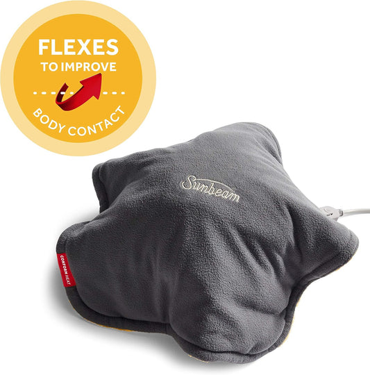 Sunbeam ConformHeat Heating Pad, 14" x 14", Lightly Weighted, Flexible Design, XpressHeat Technology, Machine-Washable, Pain Relief for Back, Shoulder, Neck, Grey
