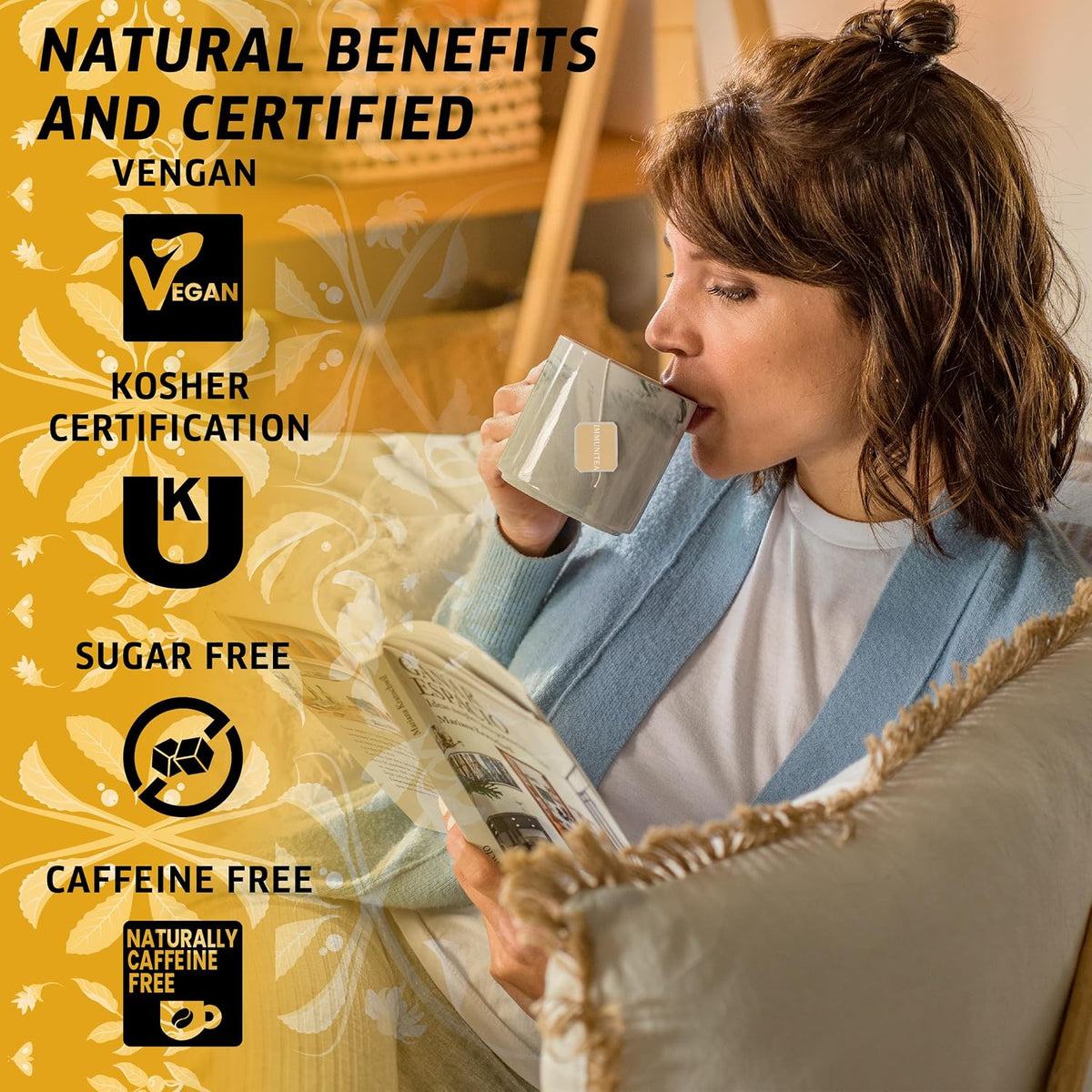 Saint Gottard Mate Herbal Tea – Immunitea Blend with Echinacea, Turmeric & Elderberry – Immune Support Herbal Tea for Daily Wellness – Organic Premium Botanical Infusion – 40 Tea Bags