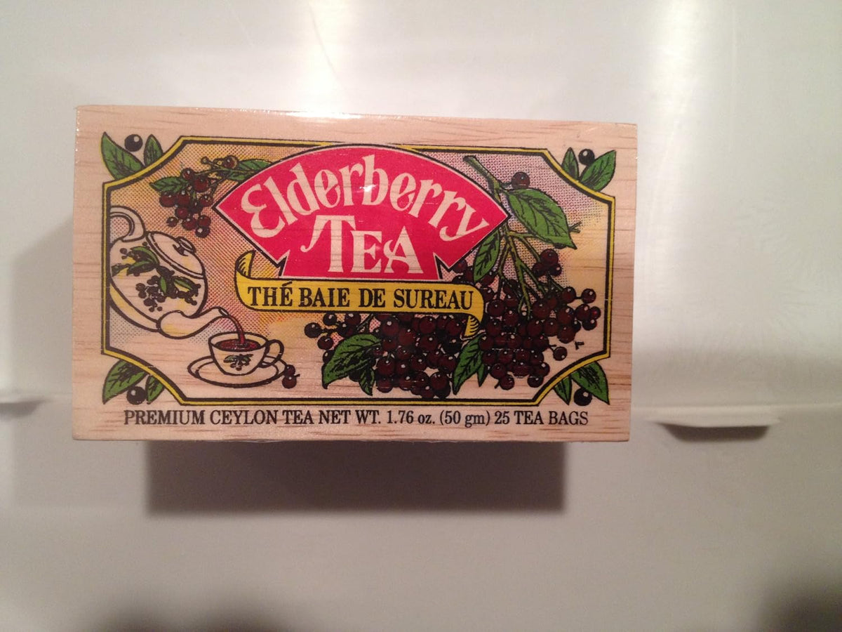 Elderberry Tea 25 Tea Bags Sealed in Decorative Wooden Box