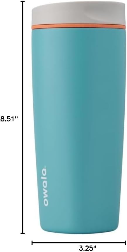 Owala SmoothSip Slider Insulated Stainless Steel Coffee Tumbler, Reusable Iced Coffee Cup, Hot Coffee Travel Mug, BPA Free 12 oz, Pink (Pucker Up)