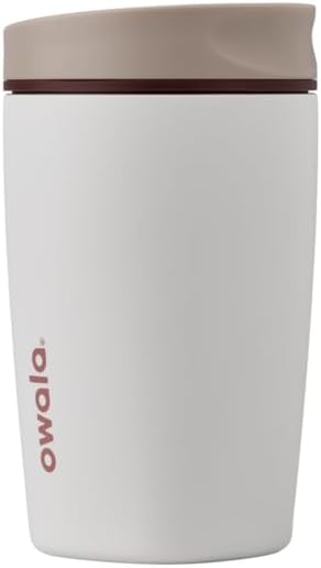 Owala SmoothSip Slider Insulated Stainless Steel Coffee Tumbler, Reusable Iced Coffee Cup, Hot Coffee Travel Mug, BPA Free 12 oz, Pink (Pucker Up)