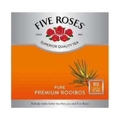 Five Roses - Rooibos Select Tea 80 Tagless Teabags | Naturally Caffeine Free | Keto Friendly | Rooibos From South Africa | Non GMO (Pack of 2)