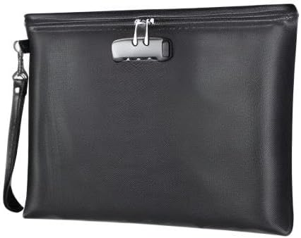 Fireproof Document Bag with Lock,Waterproof Money Pouch,14.3"x10.2"