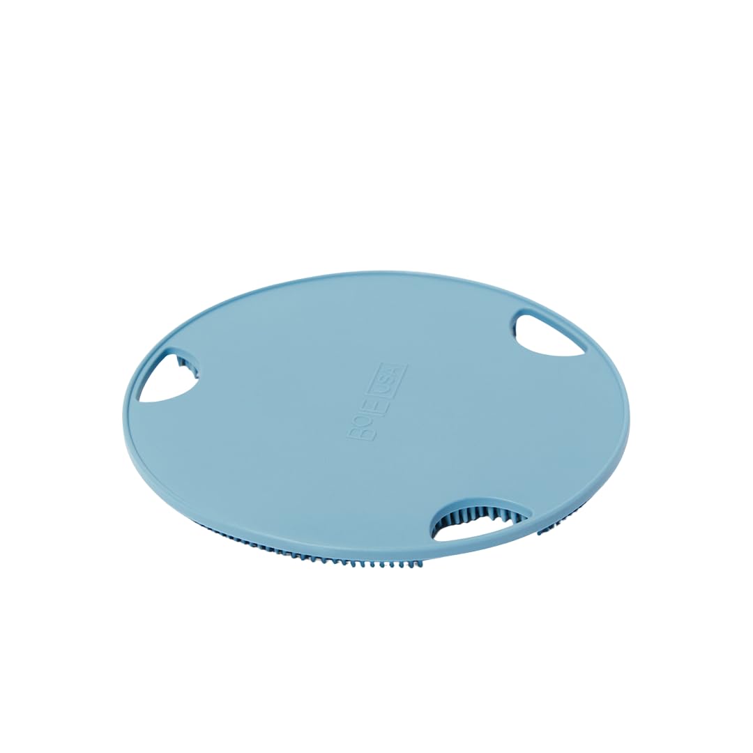 Boie USA Flat Body Scrubber - Soft Silicone-Like Exfoliating Shower Scrubber & Body Cleansing Brush - Stick-to-Wall Loofah Replacement - Antimicrobial Exfoliator for All Skin Types (Blue)
