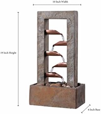 Kenroy Home Spillway Rustic Indoor Table Fountain, Slate and Copper, 19 Inch Height, 10 Inch Width, 6 Inch Depth