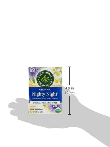 Traditional Medicinals Organic, Nighty Night Tea, Chamomile & Passionflower - Herbal Sleep Aid Teas - Kosher, Non-GMO, Caffeine-Free, Compostable - 16 Tea Bags