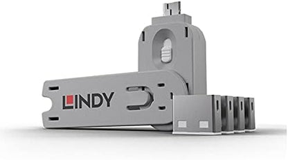 Lindy USB Port Blocker - Pack of 4, Blue (40452)