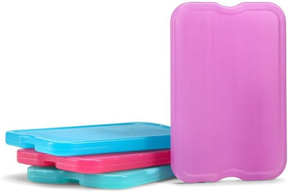 Cool Coolers by Fit & Fresh 4 Pack XL Slim Ice Packs, Quick Freeze Space Saving Reusable Ice Packs for Lunch Boxes or Coolers