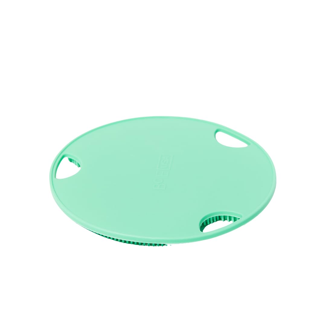 Boie USA Flat Body Scrubber - Soft Silicone-Like Exfoliating Shower Scrubber & Body Cleansing Brush - Stick-to-Wall Loofah Replacement - Antimicrobial Exfoliator for All Skin Types (Blue)