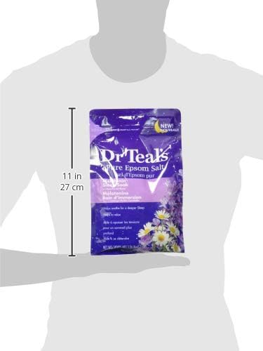 Dr Teal's Epsom Salt Magnesium Soak, Sleep Blend with Melatonin, Lavender & Chamomile Essential Oils, 3 lbs