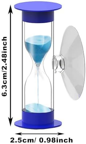 Hourglass Sand Timer 5 Minute with Suction Cup - Set of 2 Small, Unbreakable Sand Watch 5 Min Sucker, Small Blue Sand Clock 5 Minute, Plastic Hour Glass Sandglass Timer for Kids, Games, Classroom