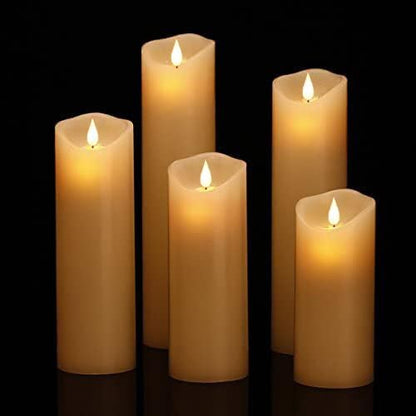 2PACK Outdoor Plastic flameless Candles with Remote Control and Timer, LED Flickering Battery Operated Electric Pillar Candles (D3 xH5.5) for Camping, Weddings, Home Decoration
