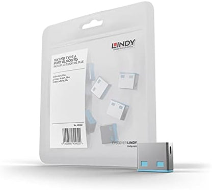 Lindy USB Port Blocker - Pack of 10 - Blue 40462