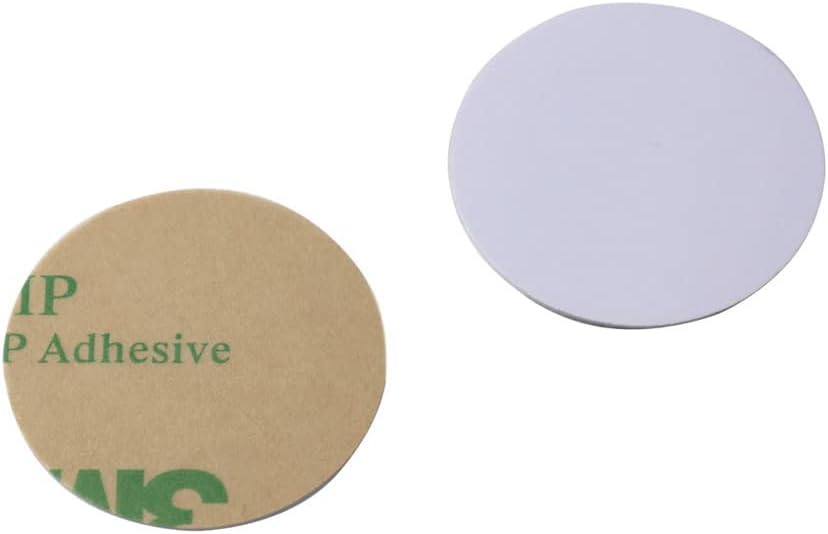ETEKJOY 10 PCS Writable 125kHz RFID Sticker Coin Adhesive Back T5577 Proximity ID Card Token Key Tag Rewritable Dia 25mm (Blank Card No Data)