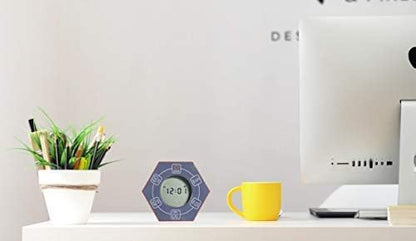 Hexagon Rotating Productivity Clock, Pomodoro Timer with 5,15, 30, 45, 60 Minute Presets, Timer for People with ADHD (Orange)