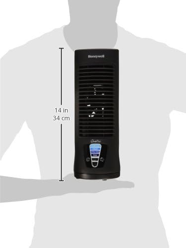 Honeywell QuietSet Personal Table Fan, Oscillating Personal Desk Fan For Bedroom with Quiet Operation, 4 Levels of Power and Sound, Black, HTF210B