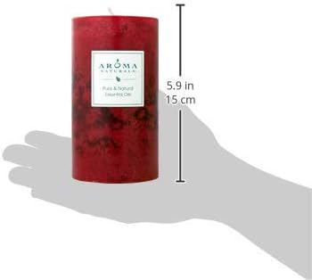 Aroma Naturals Essential Oil Orange and Lemongrass Scented Pillar Candle, Ambiance, 2.5 inch x 4 inch, Yellow