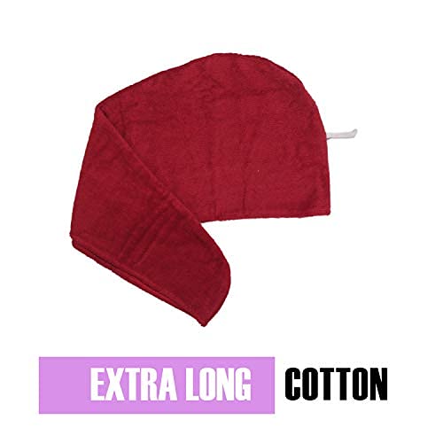 Huge Cotton Hair Towel Wrap for Women (Coral White)