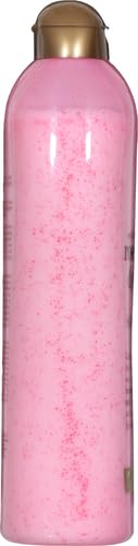 OGX Sensitive + Rose Water & Pink Sea Salt Exfoliating Body Scrub + Rose Quartz, Gentle Exfoliating Daily Body Wash Softens Skin, Body Scrub for Women, Sulfate-Free Surfactants, 19.5 fl oz