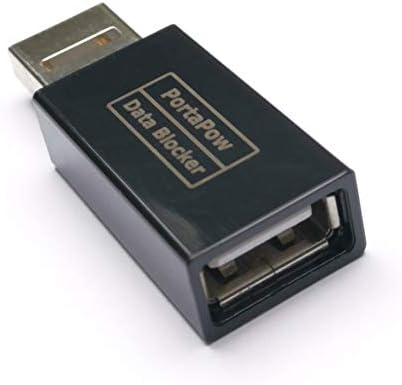 PortaPow USB Data Blocker (Black 5 Pack) - Protect Against Juice Jacking